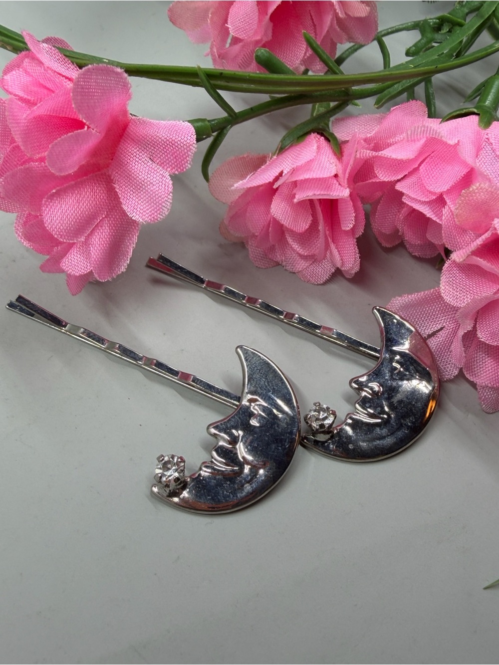 Adorable Vintage Y2K Moon and Genuine Crystal Hair Accessories